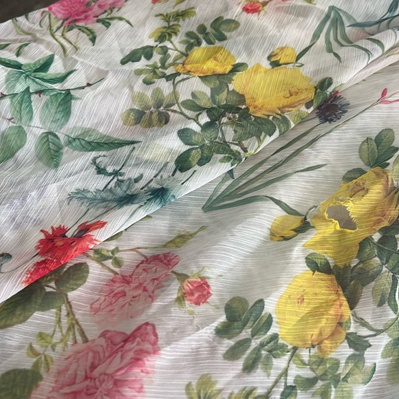 Tadashi Shoji Floral Pleat Chiffon Trumpet Gown White Floral, Size 10 NWT $588 - Picture 14 of 17